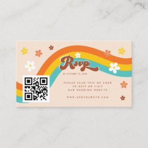 Tarjeta De Recepción Retro Groovy Daisy Setentis Wedding RSVP Hippie