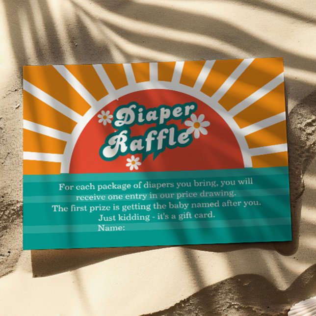 Tarjeta De Recepción Retro Groovy Diaper Raffle Card Sunny Baby Shower (Subido por el creador)