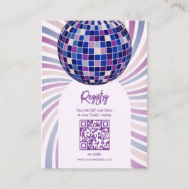 Tarjeta De Recepción Retro Groovy Disco Bridal Shower Registry QR code