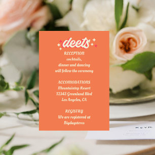 Tarjeta De Recepción Retro Groovy negrita tipografía colorida Boda de l