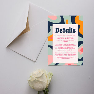 Tarjeta De Recepción Retro Groovy Olas coloridas Boda