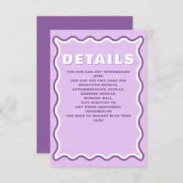 Tarjeta De Recepción Retro Groovy Squiggle Wavy Curve Purple Boda