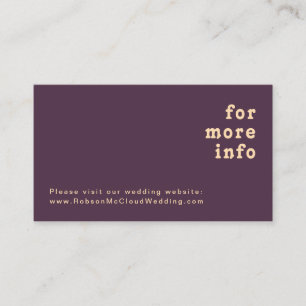Tarjeta De Recepción Retro moderno   Sitio Web Boda Púrpura Oscuro
