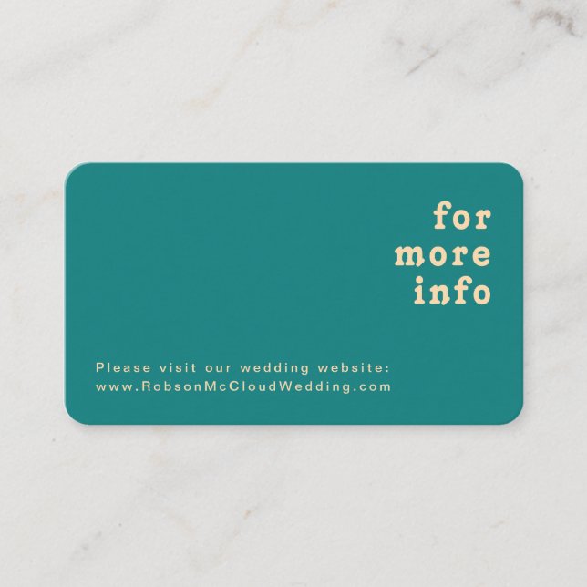 Tarjeta De Recepción Retro moderno | Sitio web Verde azulado Boda Round (Anverso)