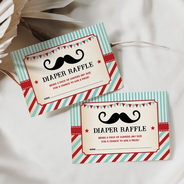 Tarjeta De Recepción Retro Mustache Pequeño Caballero Nene Diaper Raffl (Subido por el creador)