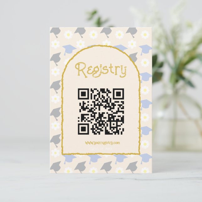 Tarjeta De Recepción Retro Peach Graduation Registry (Anverso de pie)