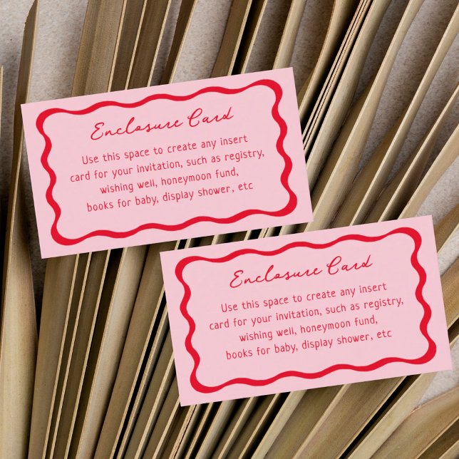 Tarjeta De Recepción Retro Pink Red Wavy Frame Bridal Shower (Subido por el creador)