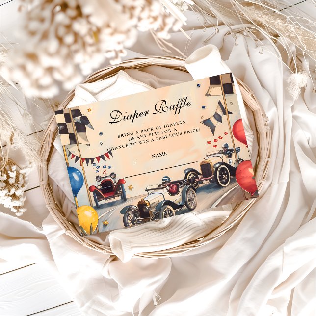 Tarjeta De Recepción Retro Race Car Baby Shower Diapper Raffle (Subido por el creador)