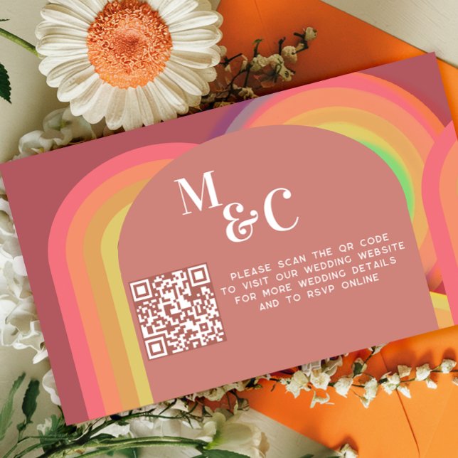 Tarjeta De Recepción Retro RSVP con código QR (Subido por el creador)