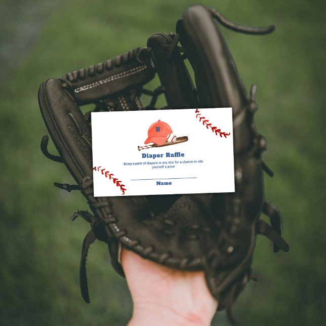 Tarjeta De Recepción Retro Slugger Baseball Diaper Raffle Baby Shower  (Retro Slugger Baseball Diaper Raffle Baby Shower Enclosure Card)