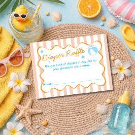 Tarjeta De Recepción Retro Stripe Diaper Raffle Summer Baby Shower Game