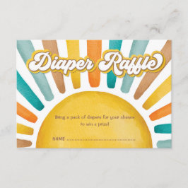 Tarjeta De Recepción Retro Sunshine Boho Sun Baby Boy Diaper Raffle