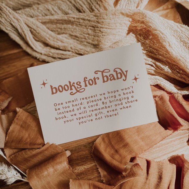 Tarjeta De Recepción Retro Terracota Baby Shower Books Para El Bebé (Subido por el creador)