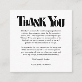 Tarjeta De Recepción Retro Thank You Graduation Black Checkerboard