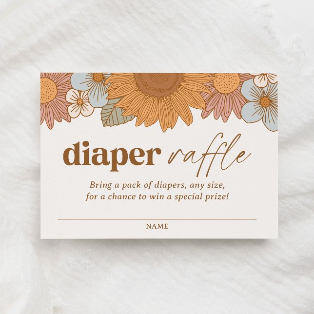 Tarjeta De Recepción Retro Wildflower Baby Shower Diaper Raffle (Subido por el creador)
