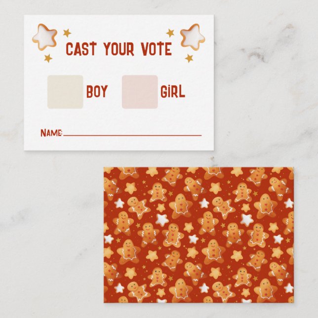 Tarjeta De Recepción Revelación de género de jengibre (Anverso / Reverso)