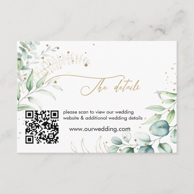 Tarjeta De Recepción Revestimiento de la vegetación Eucalyptus Boda Det (Anverso)