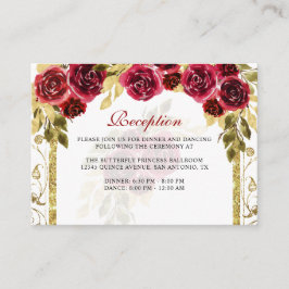 Tarjeta De Recepción Revestimiento Floral Roses Roses Roses Dorado Arco