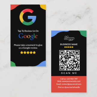 Tarjeta De Recepción Revisión de Google en negro del enlace de código Q