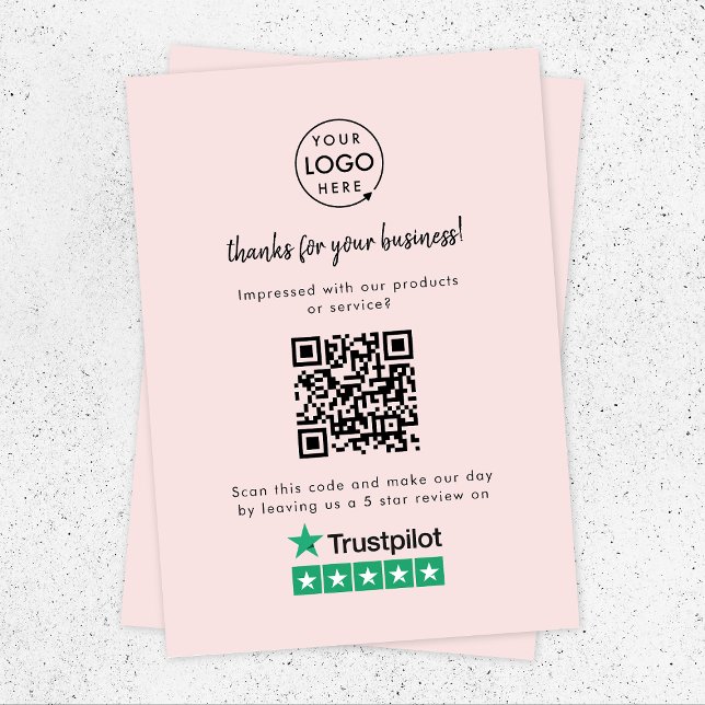 Tarjeta De Recepción Revisiones de Trustpilot | Business Review Us Pink (Subido por el creador)