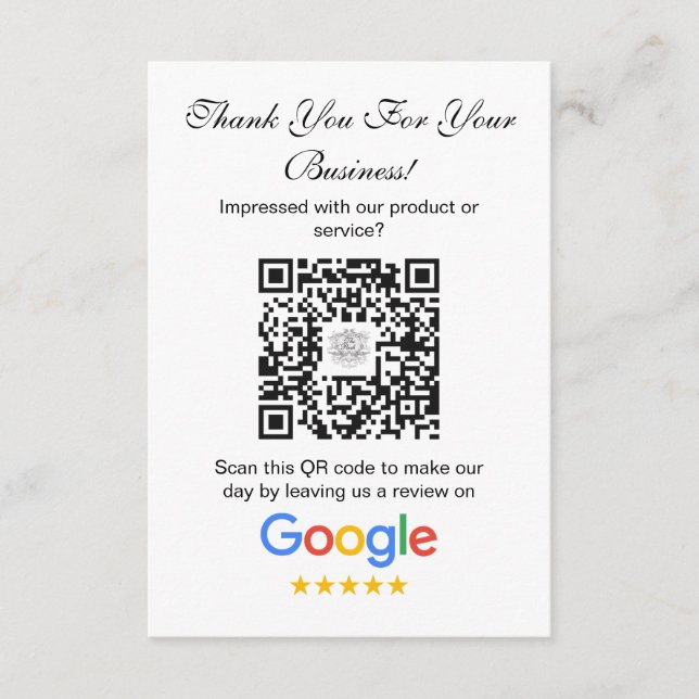 Tarjeta De Recepción Revistas de Google | Código QR de vínculo de revis (Anverso)