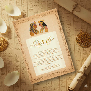 Tarjeta De Recepción Rey y Reina Jeroglífico Antiguo Boda Egipcia
