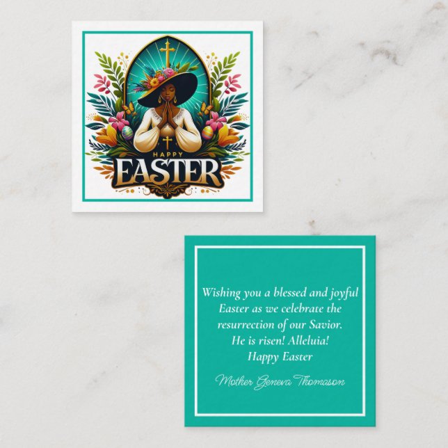 Tarjeta De Recepción Rezando por la mujer afroamericana religiosa en Pa (Anverso / Reverso)
