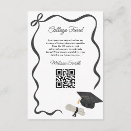Tarjeta De Recepción Ribbon Black Bow Graduation college fund