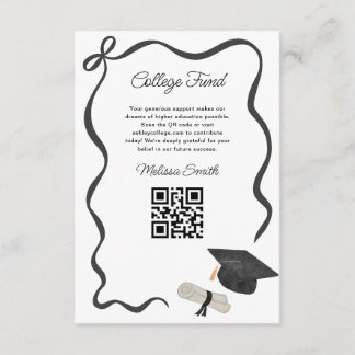 Tarjeta De Recepción Ribbon Black Bow Graduation college fund