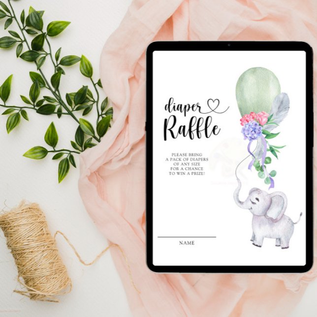 Tarjeta De Recepción Rifa de leña de elefantes y globos verdes (Subido por el creador)