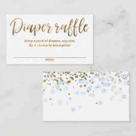 Tarjeta De Recepción Rifa de pañal azul, confeti dorado niño ducha de b