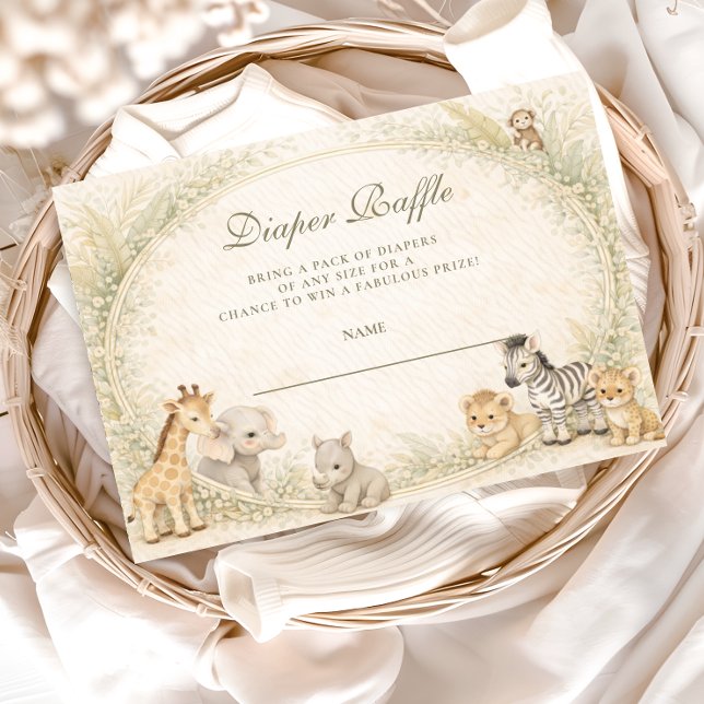 Tarjeta De Recepción Rifa de pañal de arco de animales de la selva Safa (Subido por el creador)
