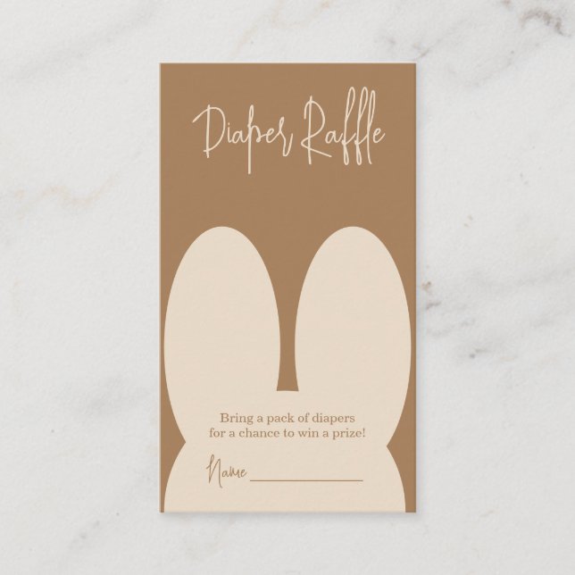 Tarjeta De Recepción Rifa de pañal de conejito lindo (Anverso)