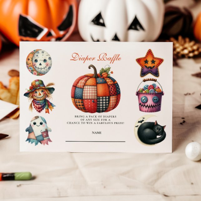 Tarjeta De Recepción Rifa de pañal de Halloween de patchwork acolchado (Subido por el creador)