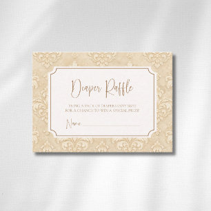 Tarjeta De Recepción Rifa de pañal de hoja de ornamento marrón natural