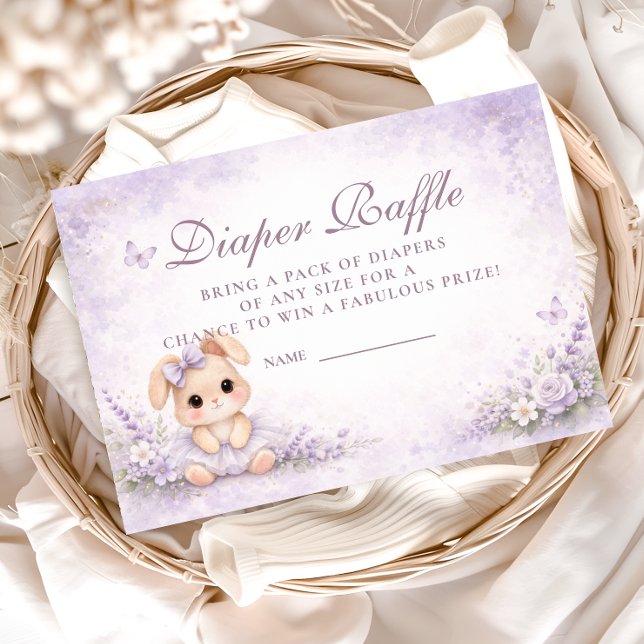 Tarjeta De Recepción Rifa de pañal floral de conejo lavanda (Subido por el creador)