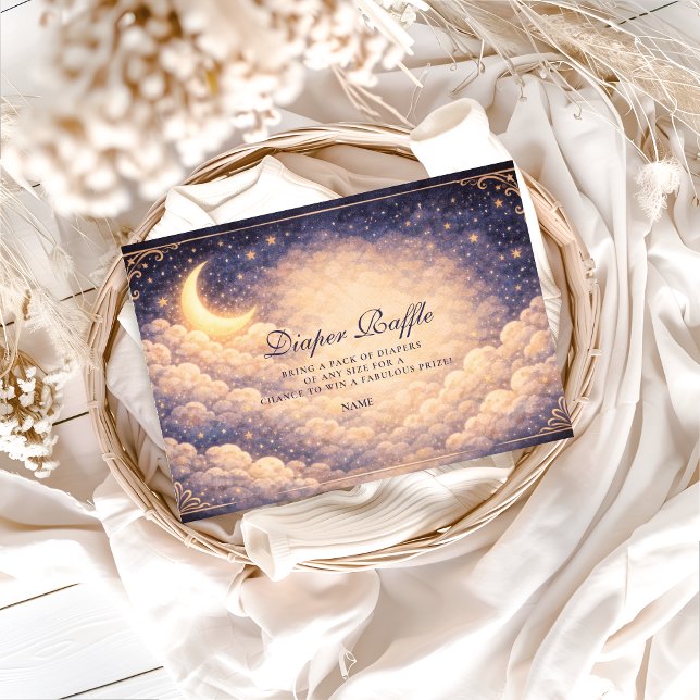 Tarjeta De Recepción Rifa de pañal neutral Luna Estrellas Celestiales  (Subido por el creador)
