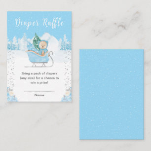 Tarjeta De Recepción Rifa de Pañal Trineo Azul Oso de Invierno