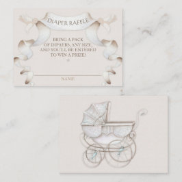 Tarjeta De Recepción Rifa de pañales Carruaje Vintage Beige Marfil Cuad