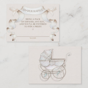Tarjeta De Recepción Rifa de pañales Carruaje Vintage Beige Marfil Cuad