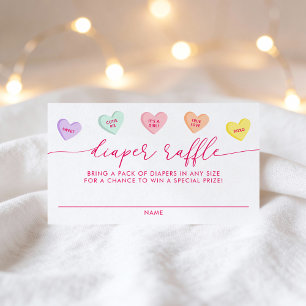 Tarjeta De Recepción Rifa de pañales con corazones de caramelo Little S