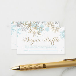 Tarjeta De Recepción Rifa de pañales Copo de nieve azul dorado brillo