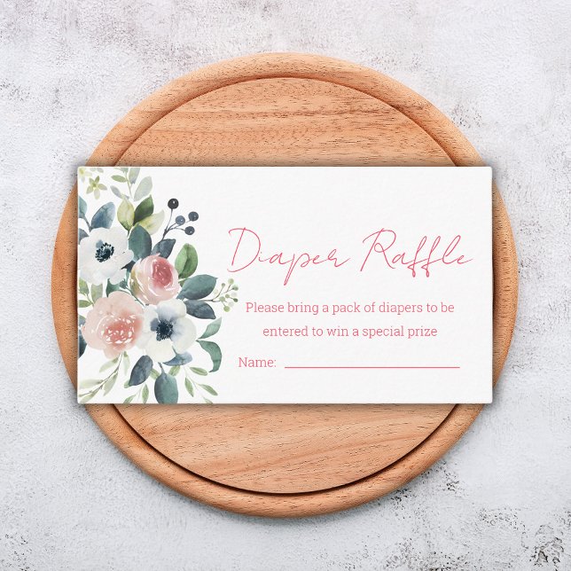 Tarjeta De Recepción rifa de pañales de flores acuáticas para la ducha  (Subido por el creador)