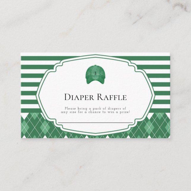 Tarjeta De Recepción Rifa de pañales de golf verde (Anverso)