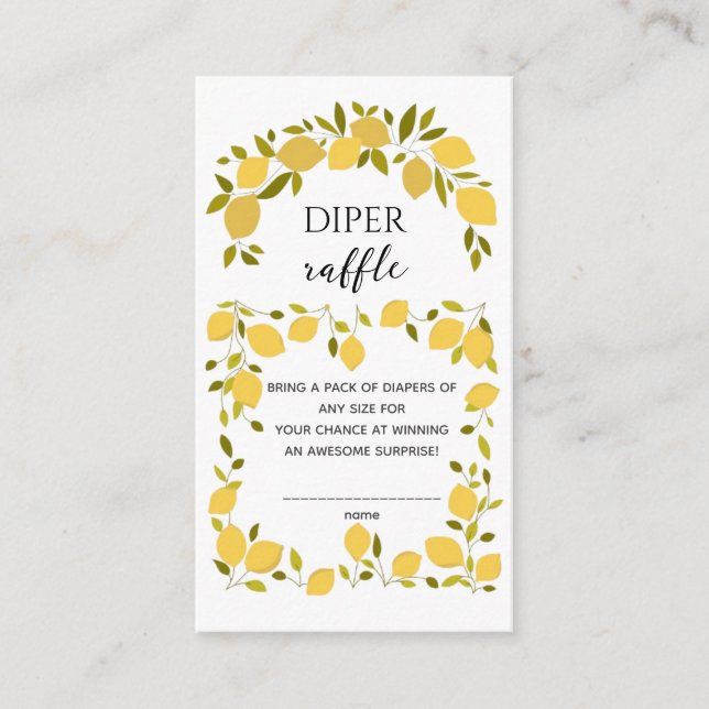 Tarjeta De Recepción Rifa de Pañales de Limón Boho Citrus Dulce (Anverso)