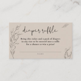 Tarjeta De Recepción rifa de pañales de marfil neutro mínimo floral sim