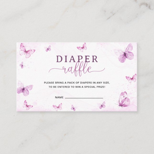 Tarjeta De Recepción Rifa de Pañales de Mariposa (Anverso)