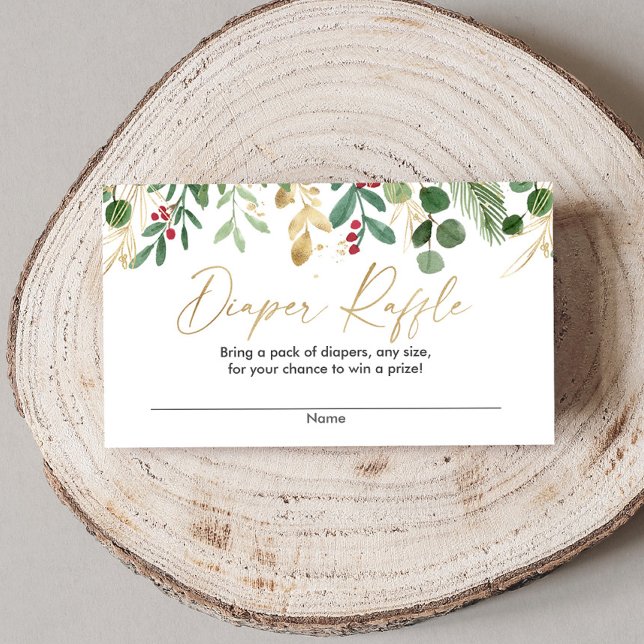 Tarjeta De Recepción rifa de pañales de navidad verde dorado rojo (Subido por el creador)