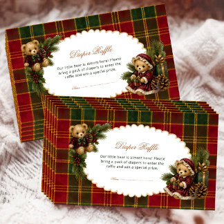 Tarjeta De Recepción Rifa de pañales de osito de peluche de Navidad a c