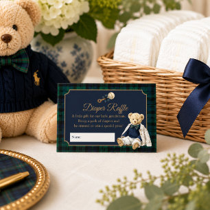 Tarjeta De Recepción Rifa de pañales de oso de peluche Polo elegante y 